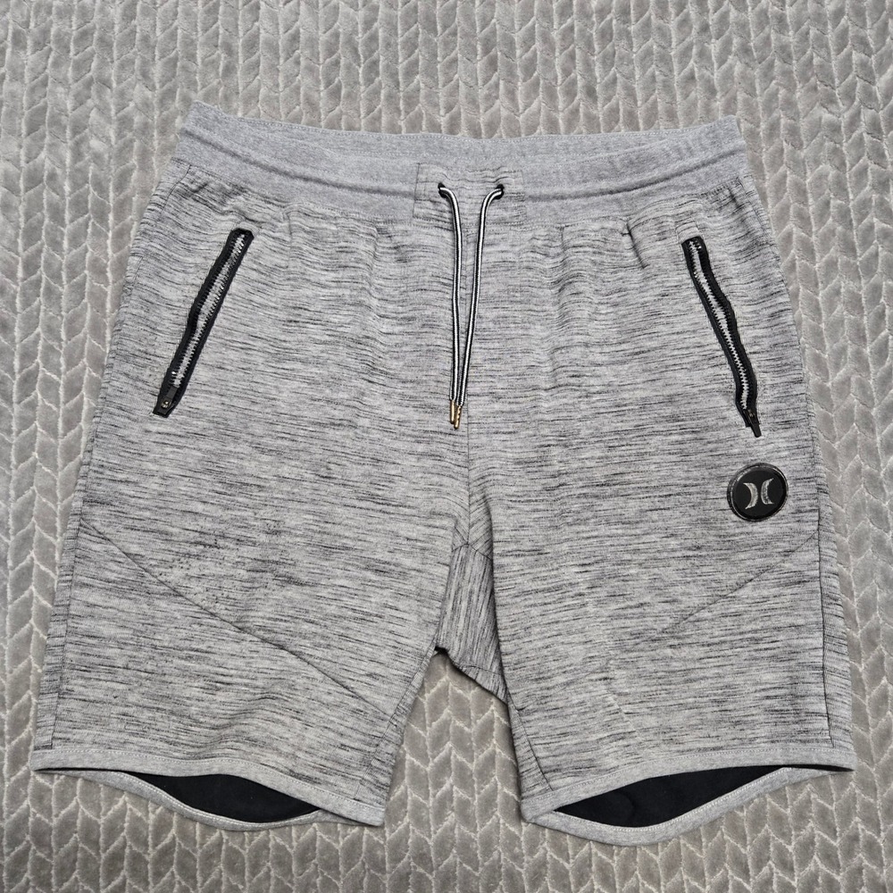 Hurley Phantom Mens‎ Space Dye Knit Athletic Sweat Shorts Gray Size L D8458-00